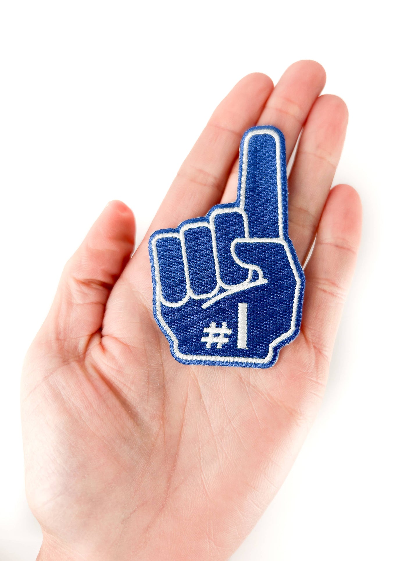 Number One Foam Finger Patch Sports Fan Embroidered Iron On