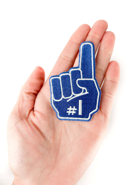 Number One Foam Finger Patch Sports Fan Embroidered Iron On