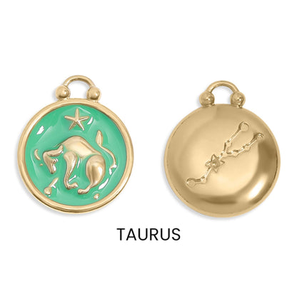 Zodiac Sign Charm Pendants- 18k Gold Filled with Colorful Enamel