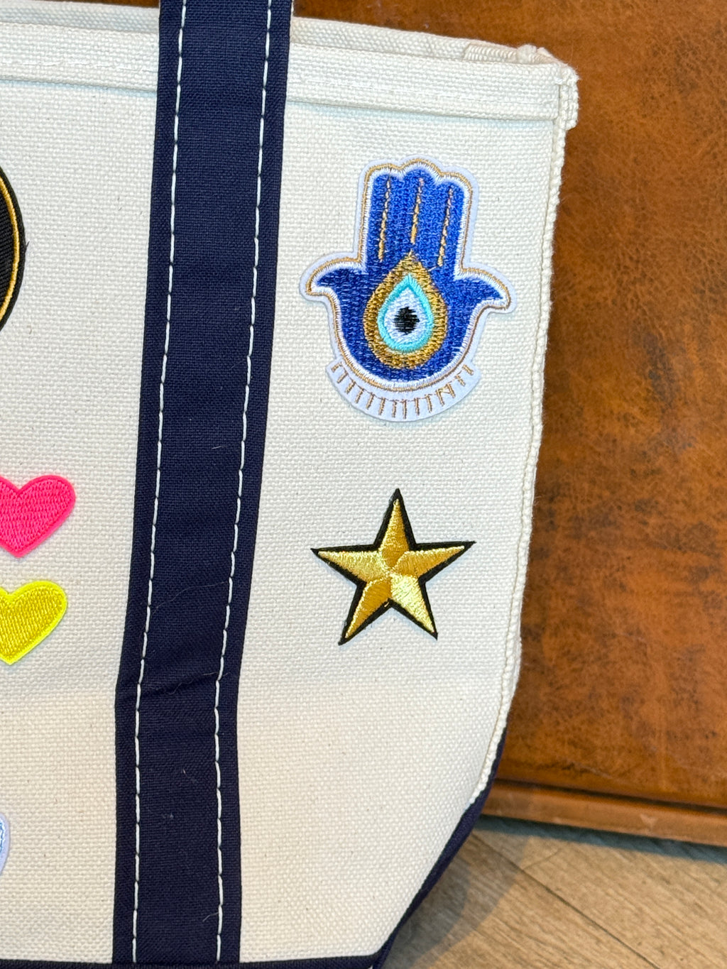 One of a Kind Upcycled LL Bean Boat and Tote (small) with Patches