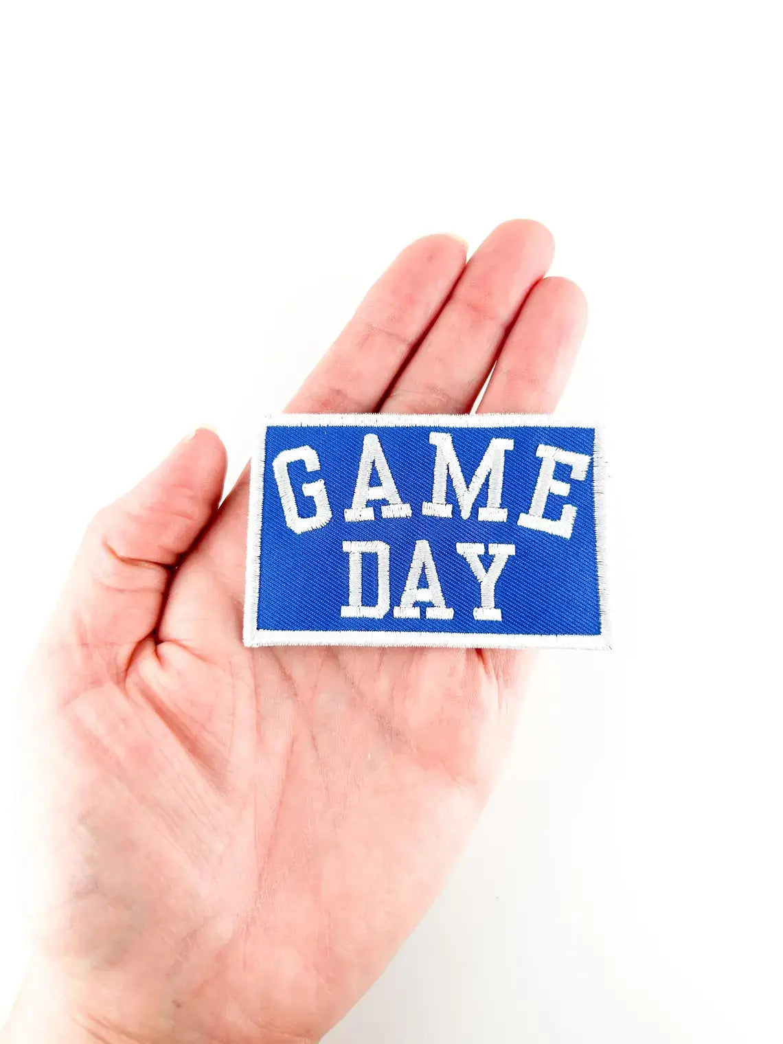 Blue Game Day Embroidered Iron-On Patch Football Tailgate