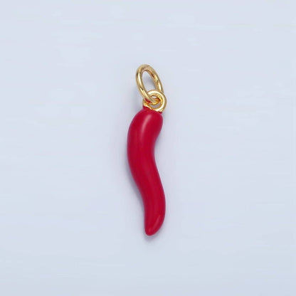 The Cornicello Italian Horn Charm- 24K Gold Filled with Red Enamel