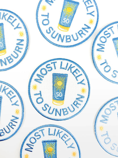 Most Likely to Sunburn Patch Funny Embroidered Iron-On Beach