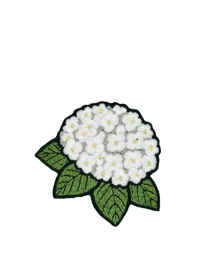 White Hydrangea Embroidered Patch