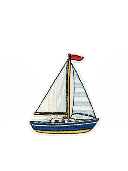 Sailboat Embroidered Patch Nautical Boat Patch Coastal Sail