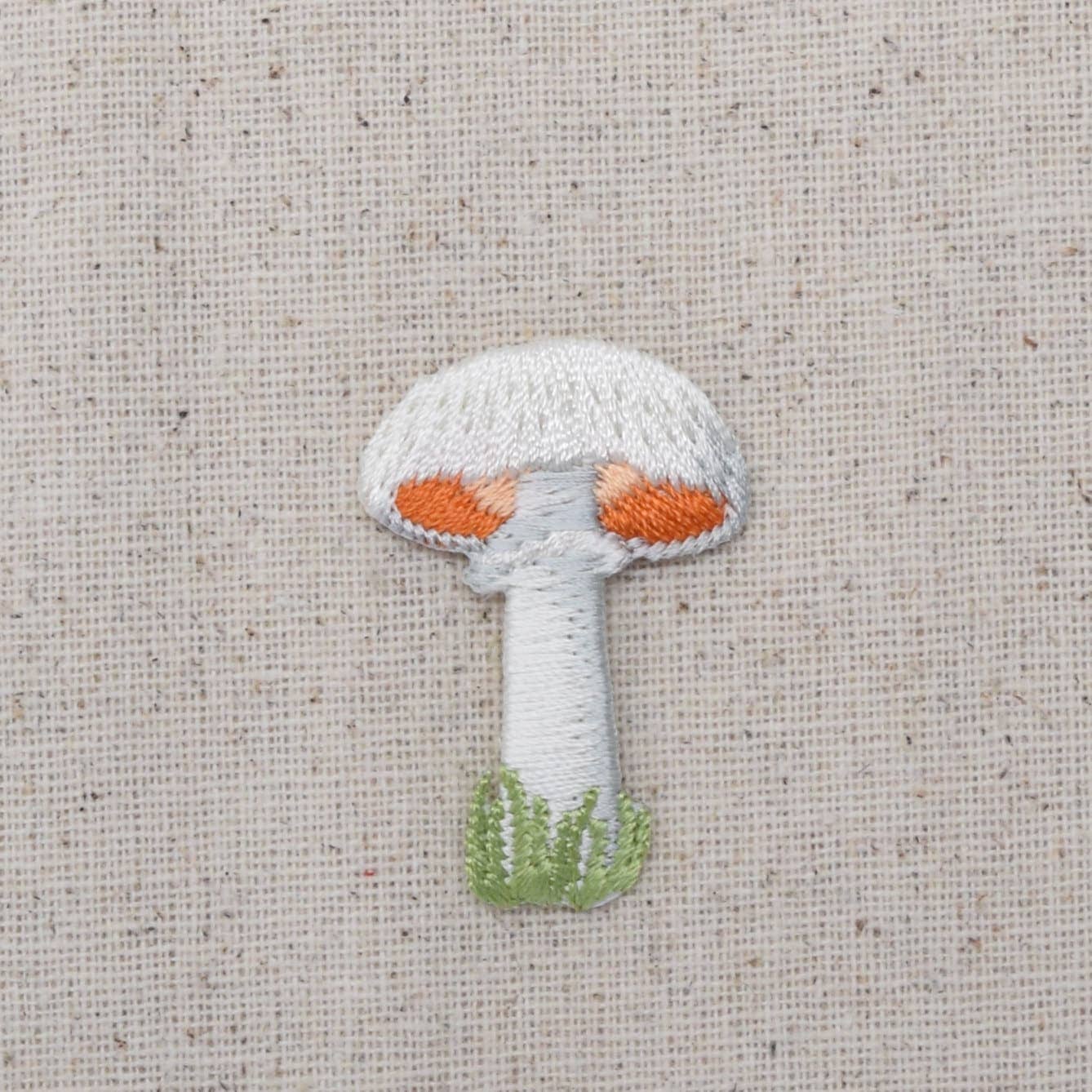Mushroom White Cap Fungi Toadstool Vegetable, Iron on Patch