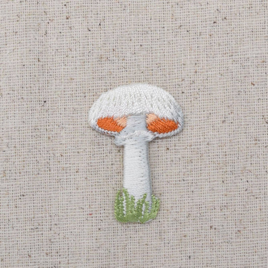 Mushroom White Cap Fungi Toadstool Vegetable, Iron on Patch