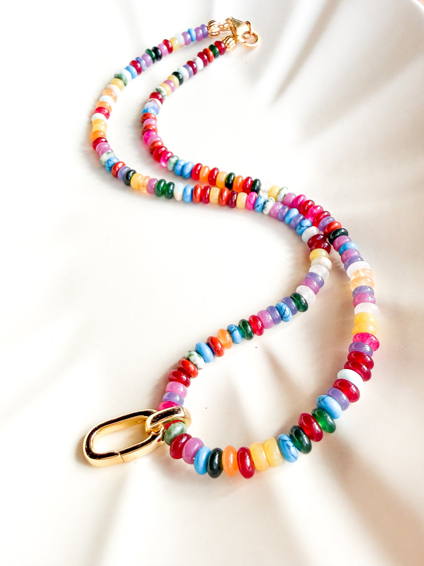 Mixed Stone Multicolor Rondelle Beaded Necklace