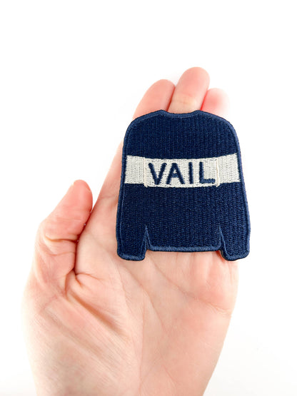 Vail Sweater Embroidered Patch | Ski Town Iron On Patch Hats