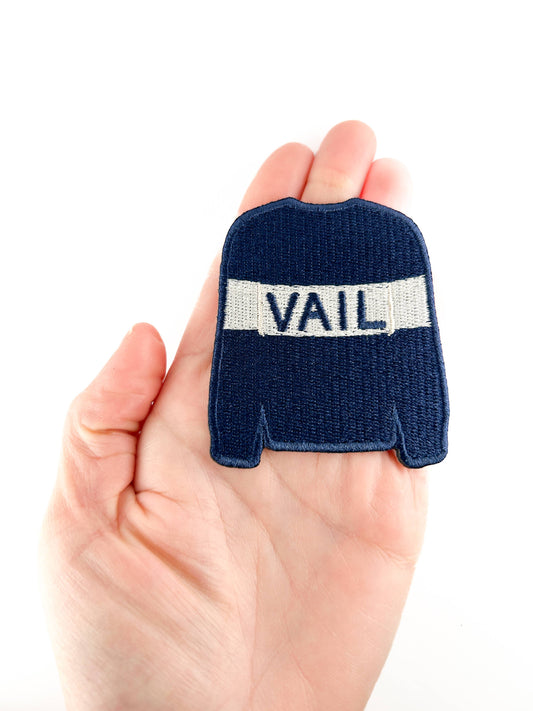 Vail Sweater Embroidered Patch | Ski Town Iron On Patch Hats