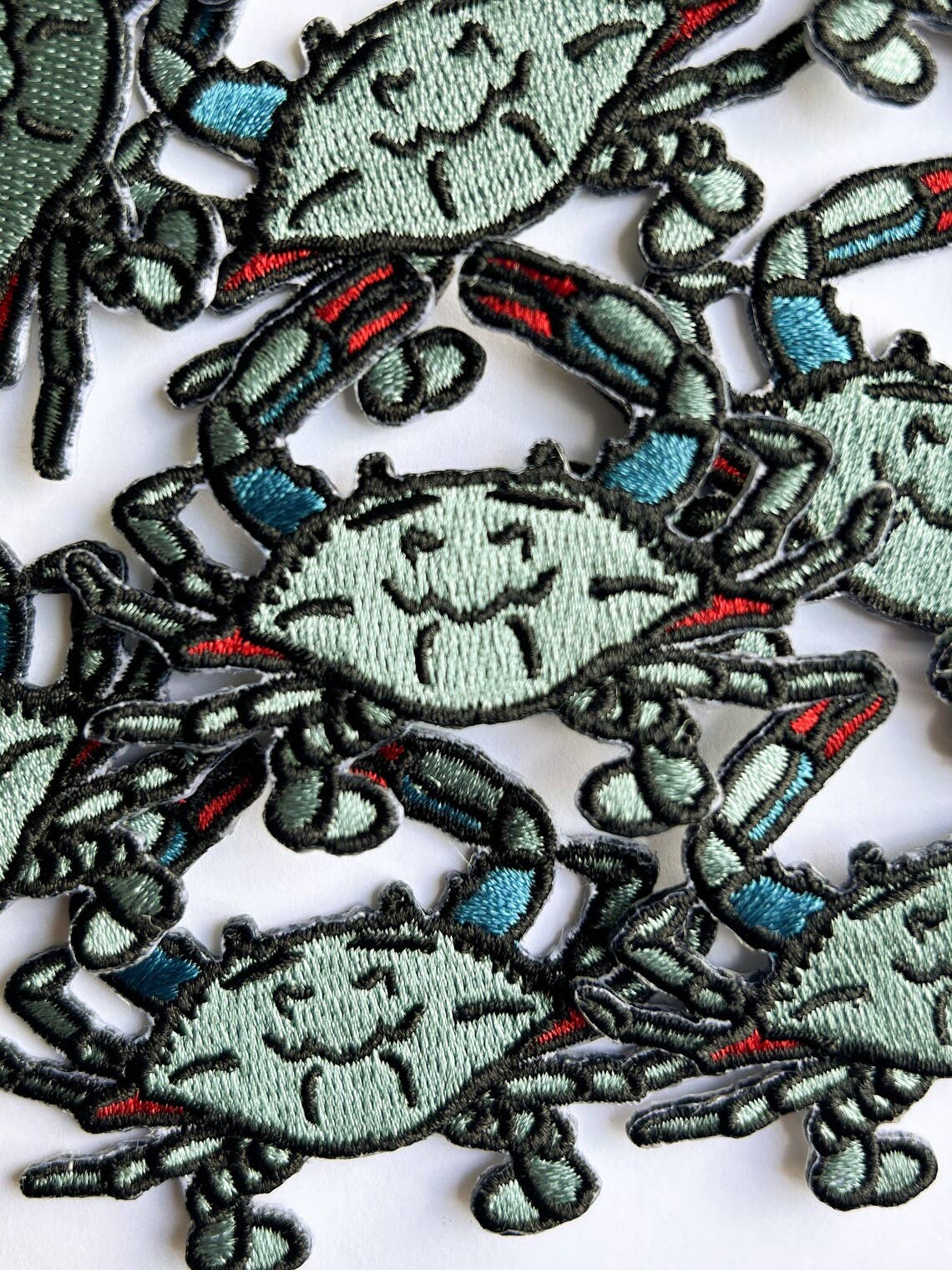 Blue Crab Iron On Embroidered Patch
