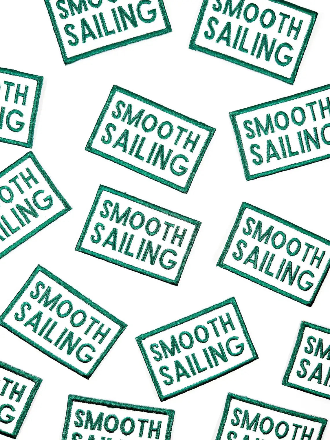 Green Smooth Sailing Embroidered Iron-On Patch Nautical