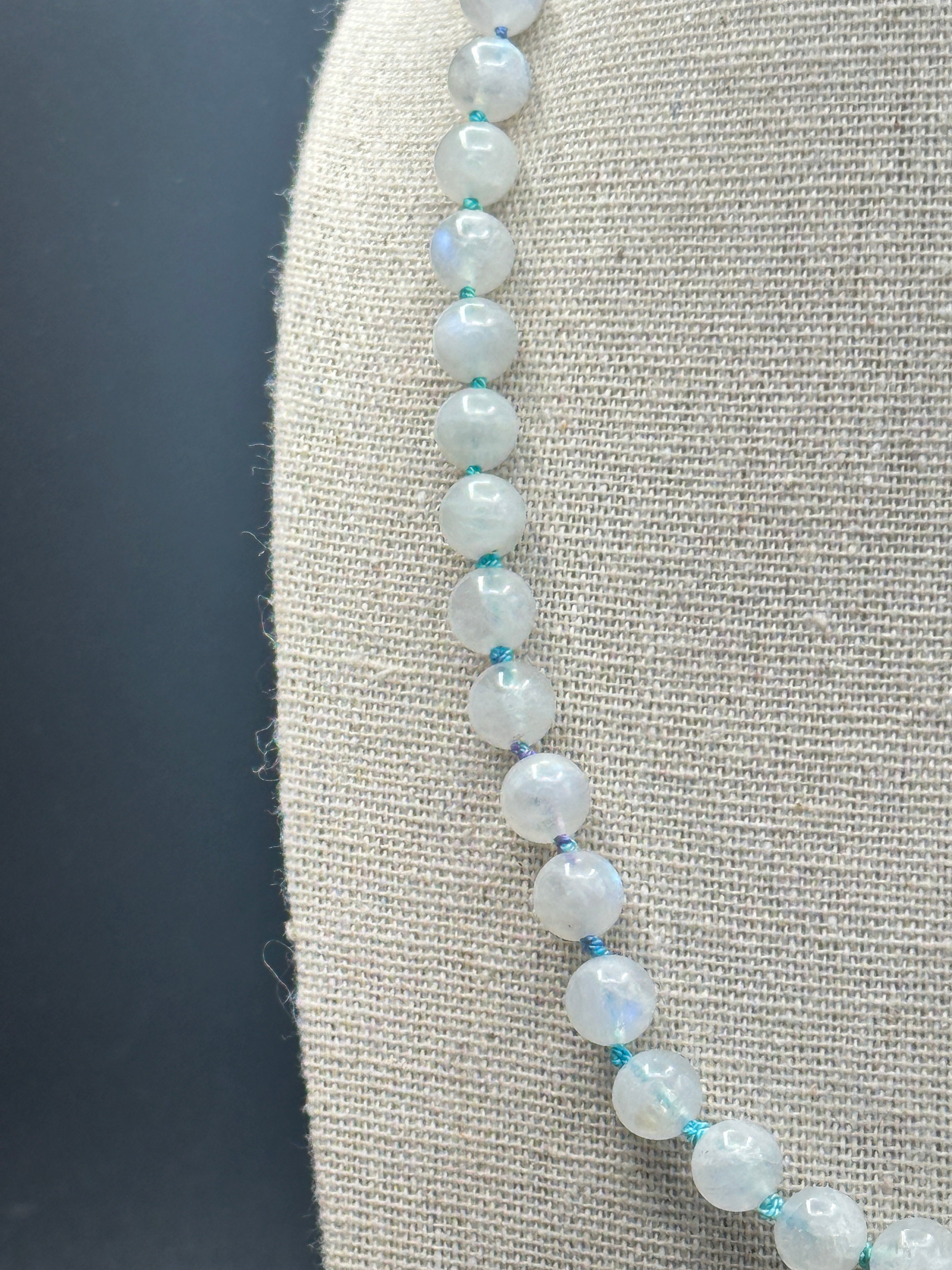 Ethereal Root Rainbow Moonstone Knotted Necklace