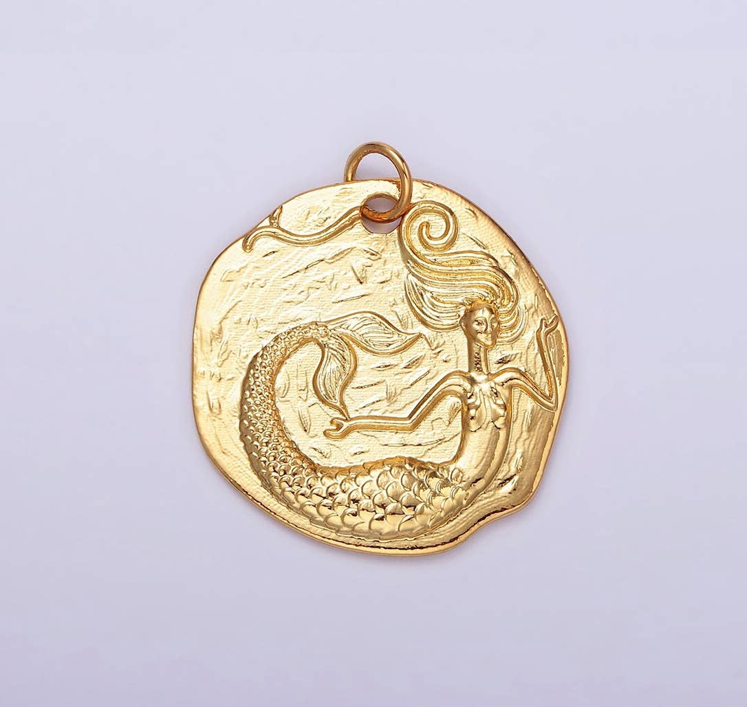 Mermaid Coin Charm- 18k Gold Filled