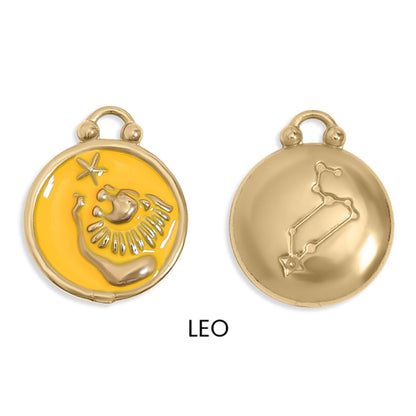 Zodiac Sign Charm Pendants- 18k Gold Filled with Colorful Enamel