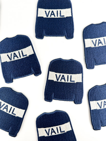 Vail Sweater Embroidered Patch | Ski Town Iron On Patch Hats