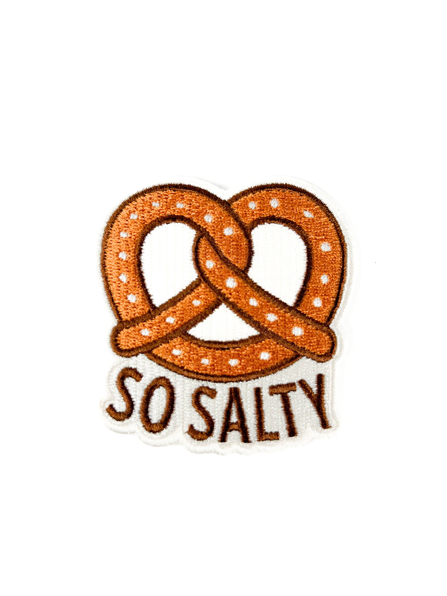 So Salty Embroidered Patch Funny Pretzel Iron On Totes Snack