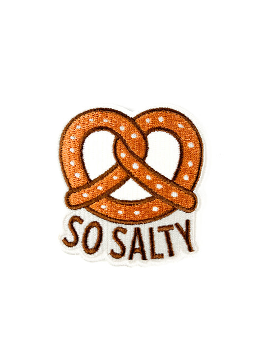 So Salty Soft Pretzel Embroidered Iron On Patch