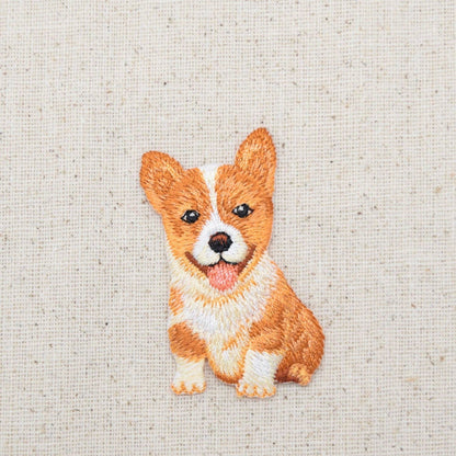 Corgi Puppy Dog Sitting Full Body Embroidered Iron on Patch