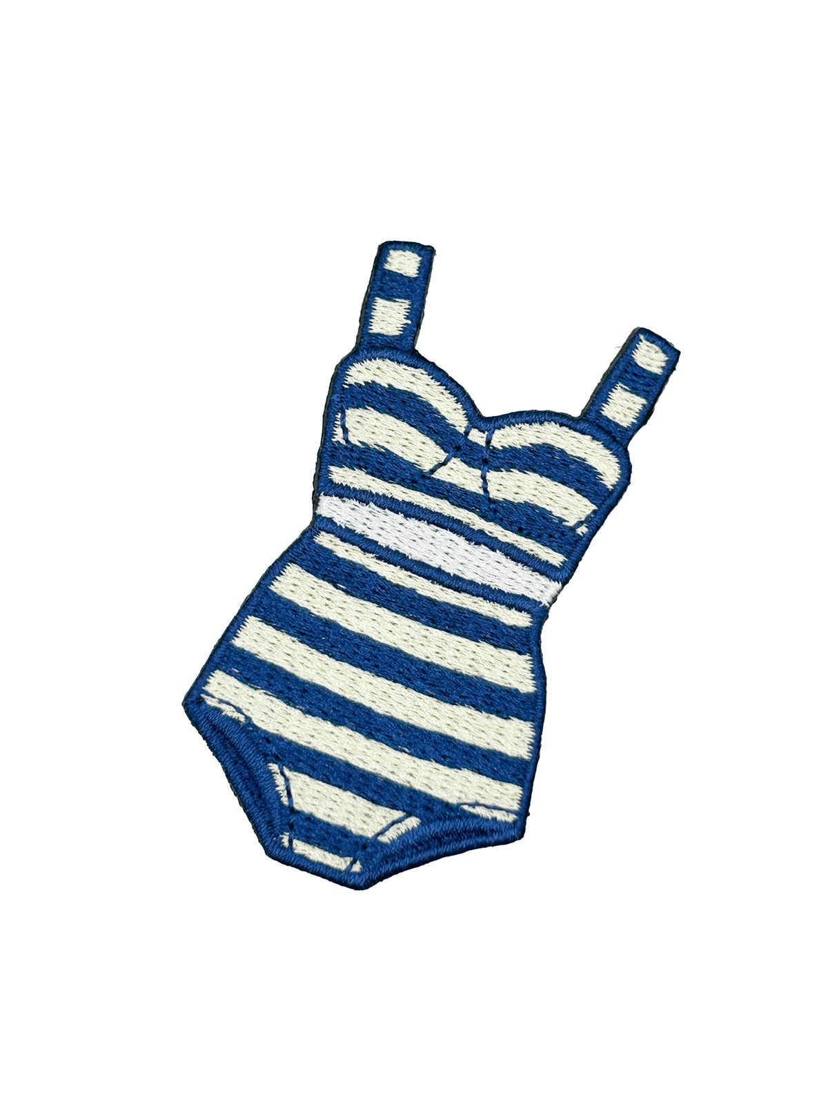 Preppy Striped Bikini, Navy Cream Coastal Swimsuit Iron On Patch