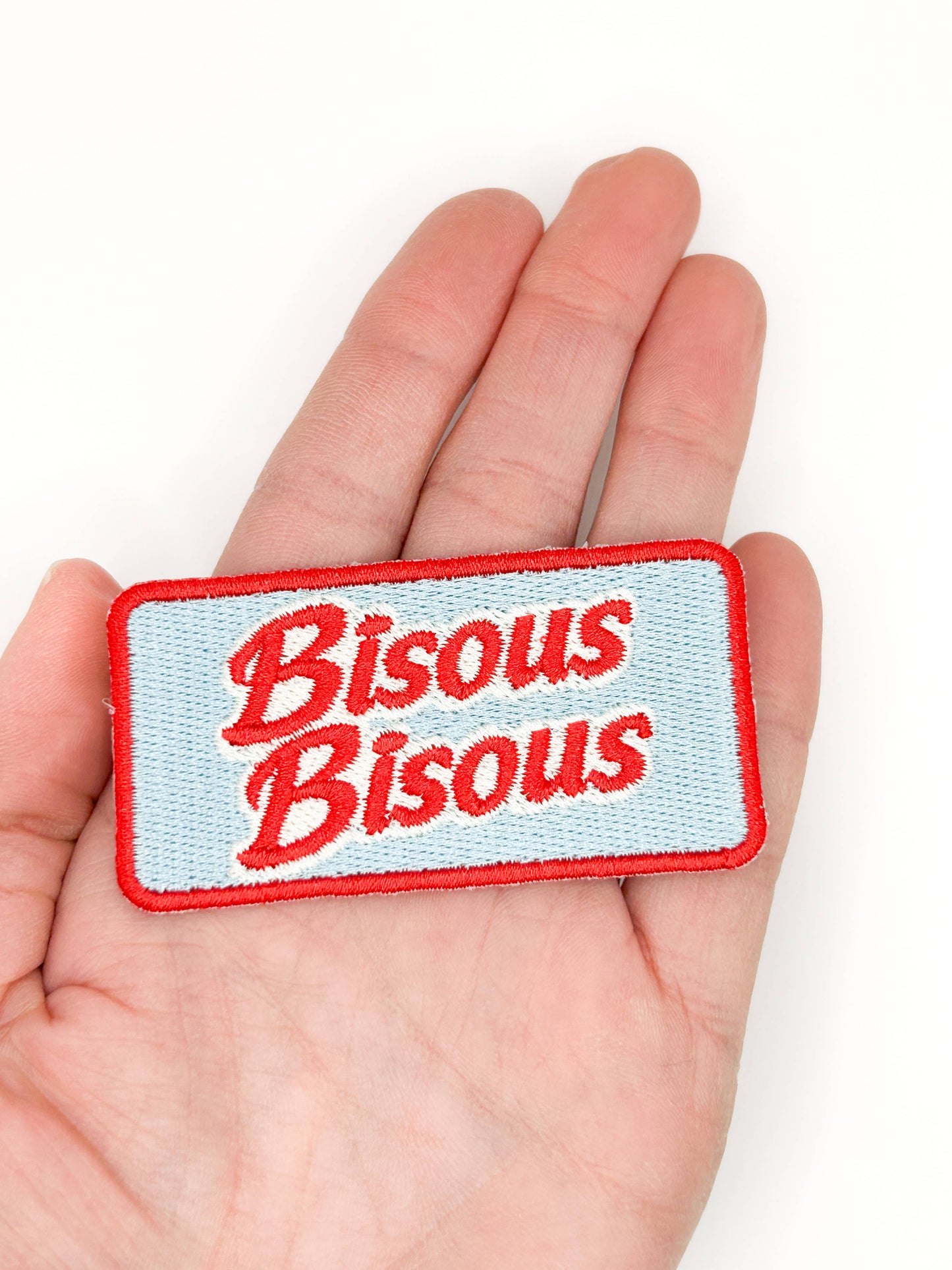 Bisous Bisous Embroidered Patch – French Kiss Patch, Cute