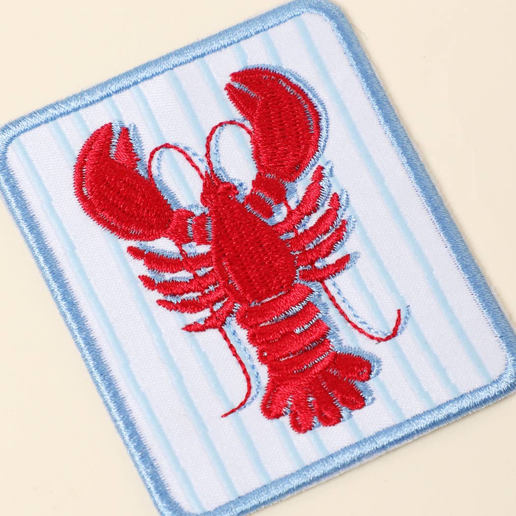 Stripe Lobster Embroidered Iron On Patch