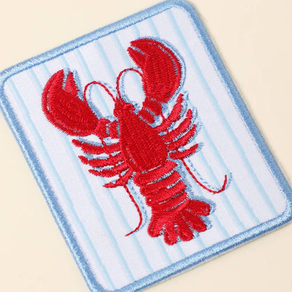 Stripe Lobster Embroidered Iron On Patch