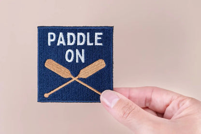 Paddle On Embroidered Iron-On Patch Lake Canoe Outdoor