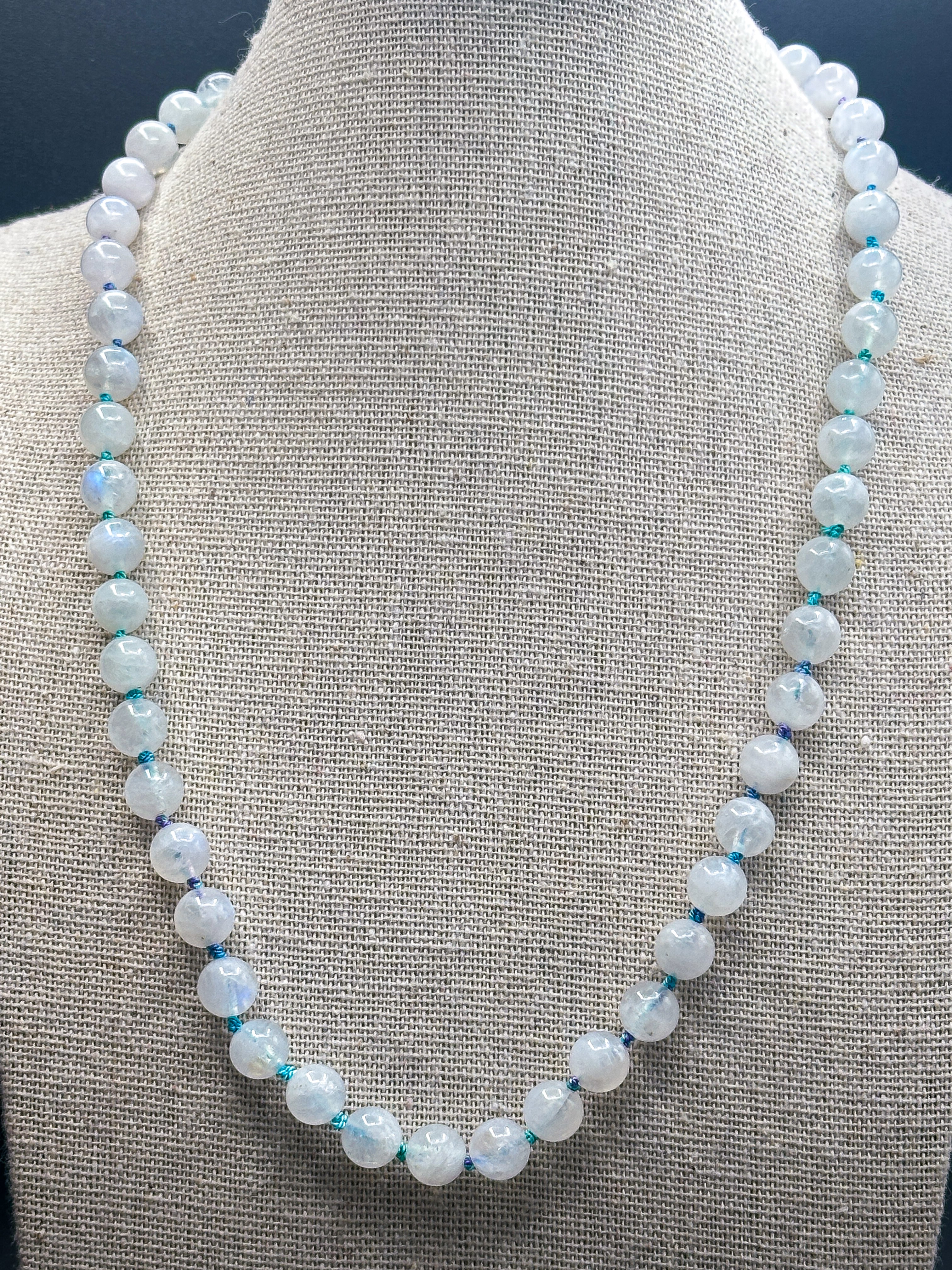 Ethereal Root Rainbow Moonstone Knotted Necklace