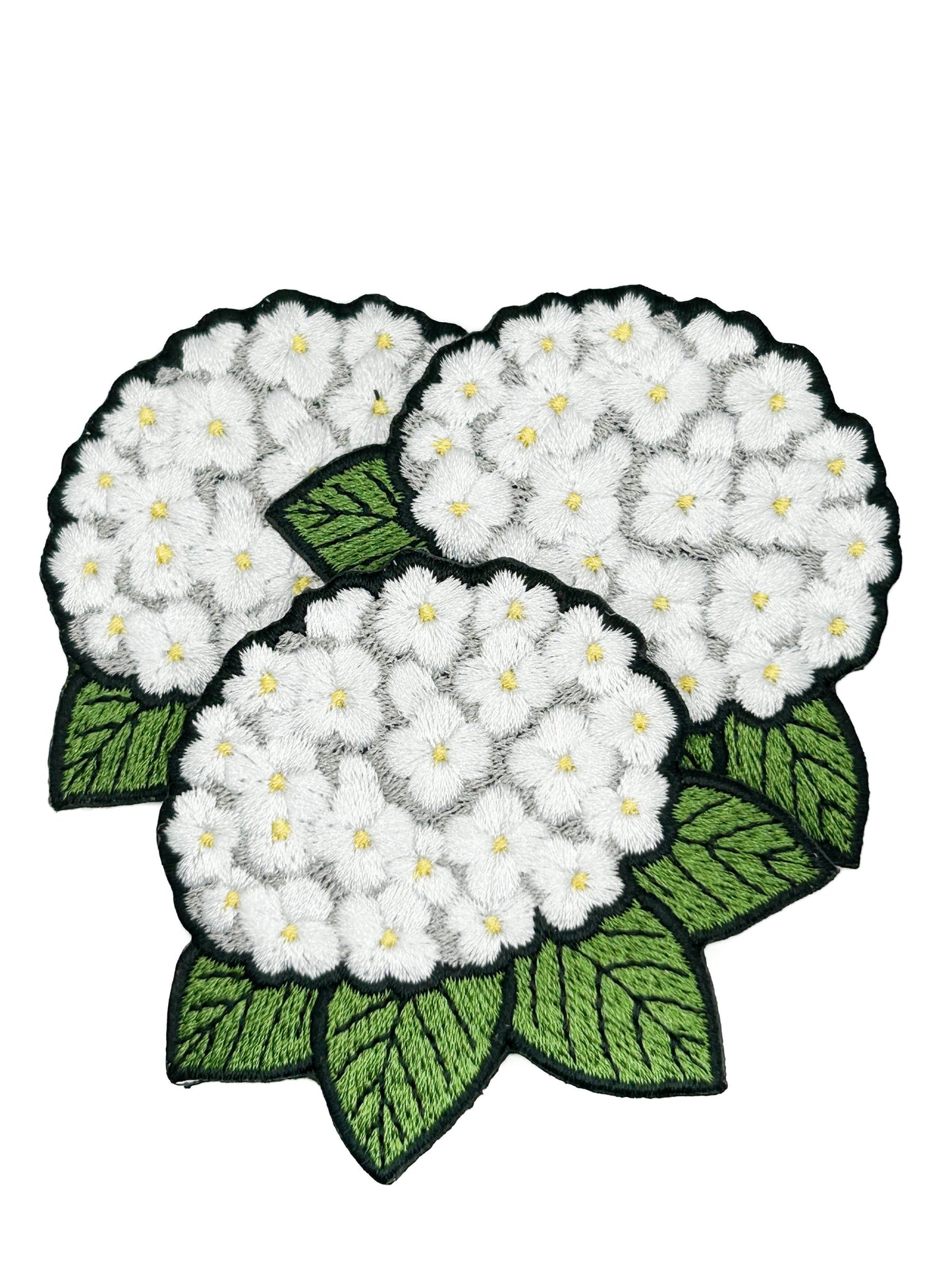 White Hydrangea Embroidered Patch