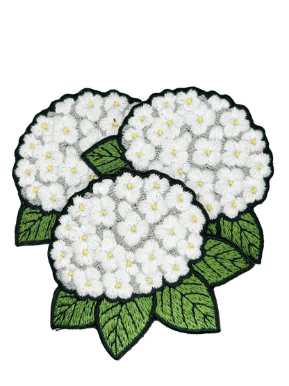 White Hydrangea Embroidered Patch