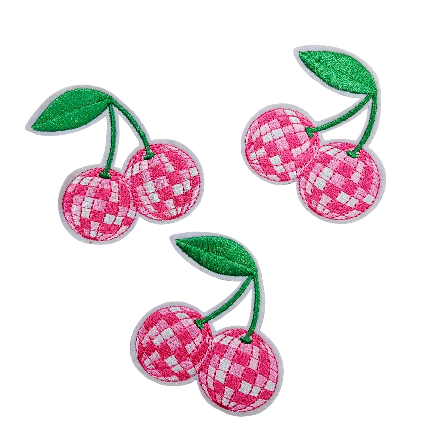 Cherry Disco Ball Embroidery Iron On Patch