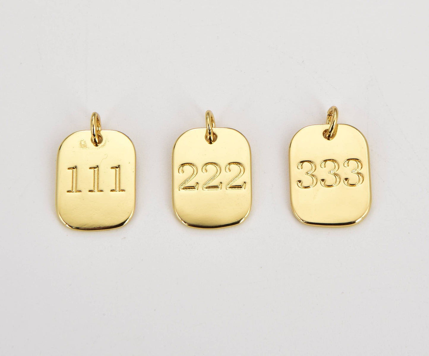 Gold Filled 222 Angel Number Charm Mini Tag Lucky Number