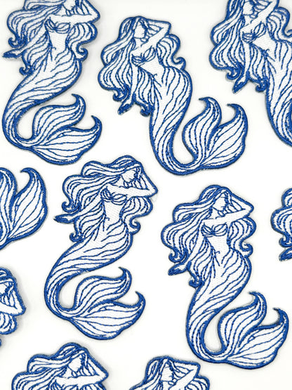 Mermaid Embroidered Patch Coastal Ocean Siren Patch Nautical