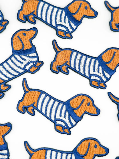 Dashing Dachshund Puppy Dog Embroidered Iron On Patch