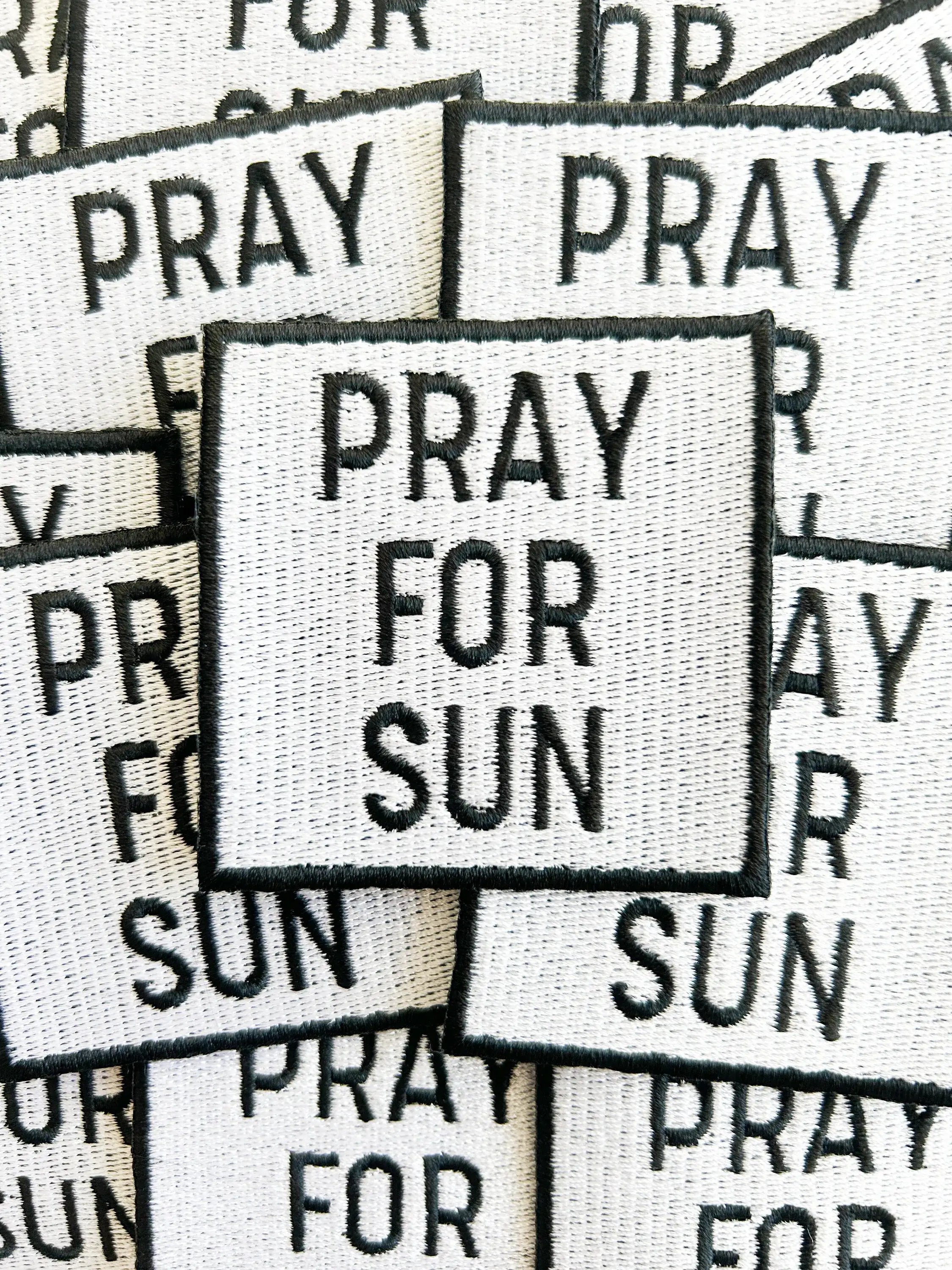 Pray for Sun Patch Embroidered Iron-On Patch for Hats & Bags