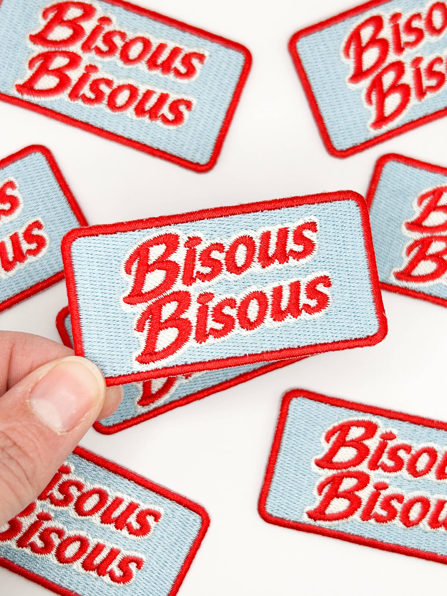 Bisous Bisous Embroidered Patch – French Kiss Patch, Cute
