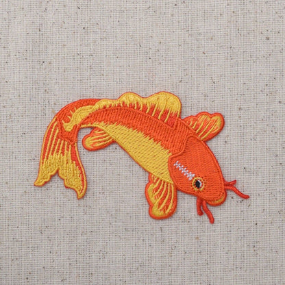 Orange Koi Fish, Nishikigoi Carp, Embroidered Iron on Patch
