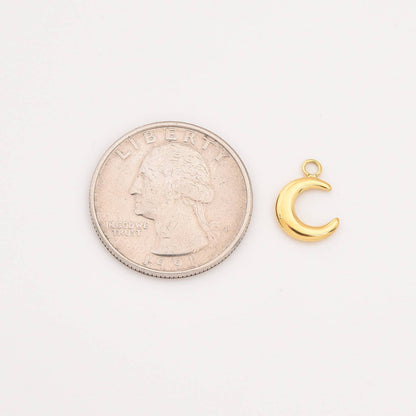 Crescent Moon Charm- 18k Gold Filled