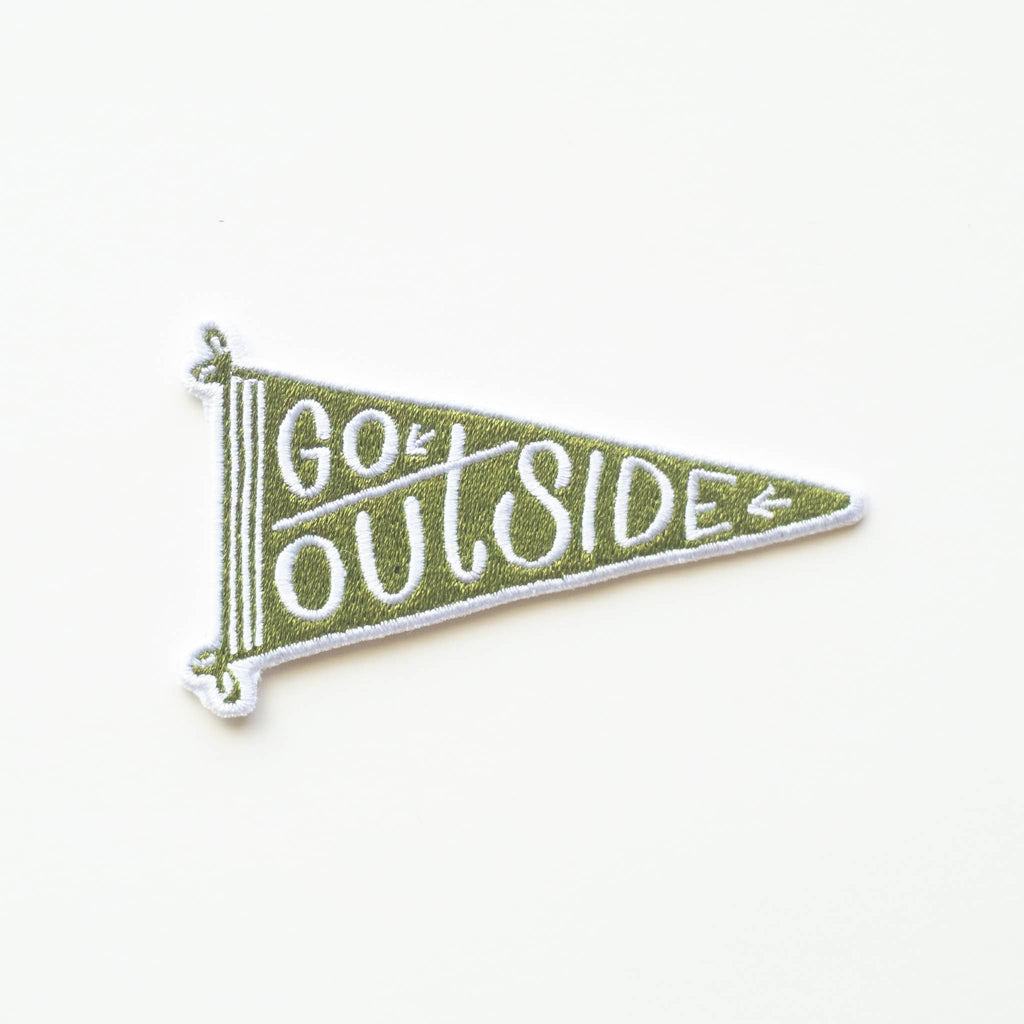 Go Outside Banner Embroidered Iron on Patch: No