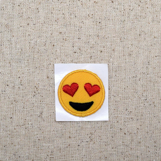 Smiley Face Heart Eyes Emoji Iron on Embroidered Patch