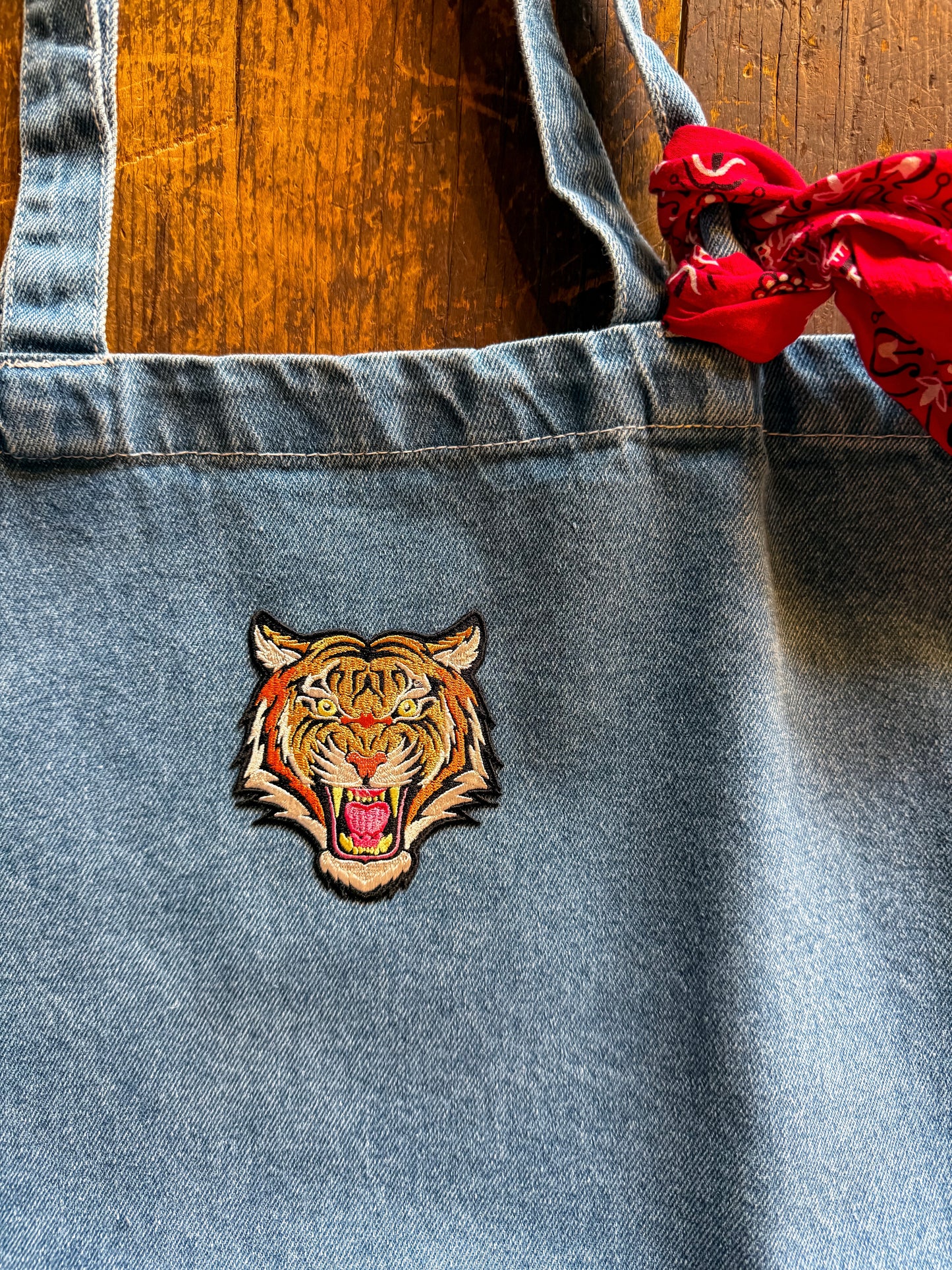 Tiger Denim Tote Bag