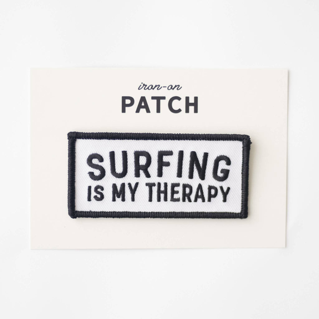 Surfing Is My Therapy Embroidered Iron on Patch: No