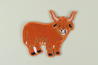 Highland Cow Embroidered Iron On Patch