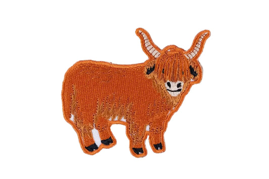 Highland Cow Embroidered Iron On Patch