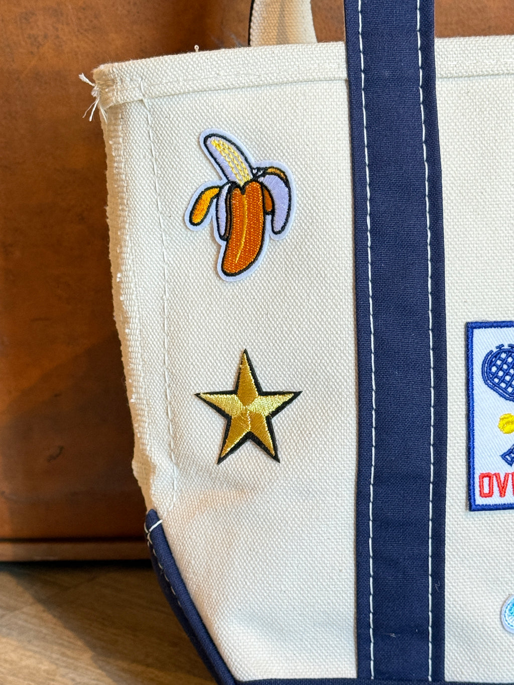 One of a Kind Upcycled LL Bean Boat and Tote (small) with Patches