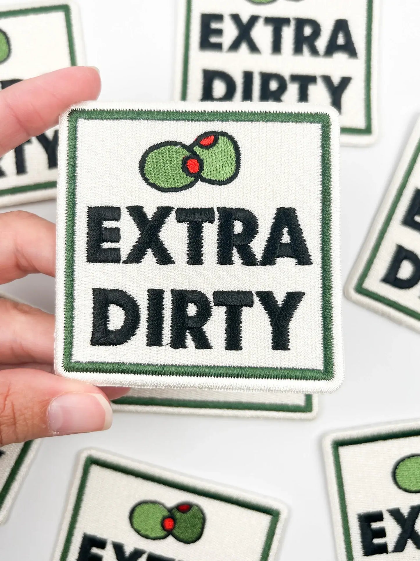 Extra Dirty Patch Funny Embroidered Iron On Martini Cocktail