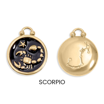 Zodiac Sign Charm Pendants- 18k Gold Filled with Colorful Enamel