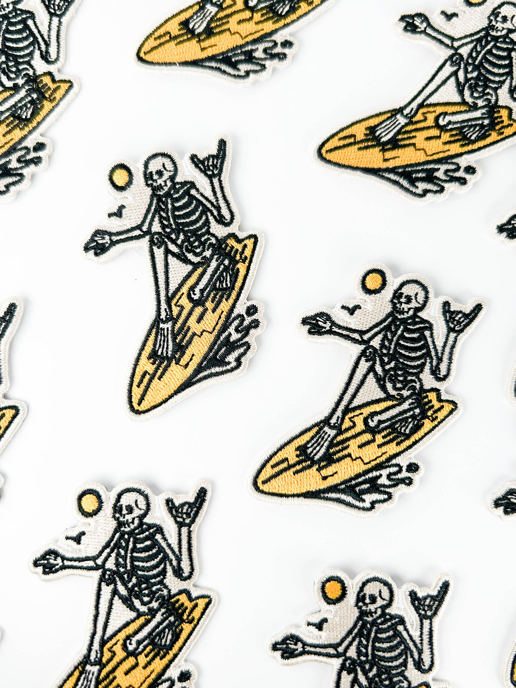 Skeleton Surfer Embroidered Patch | Surfing Iron On Patch