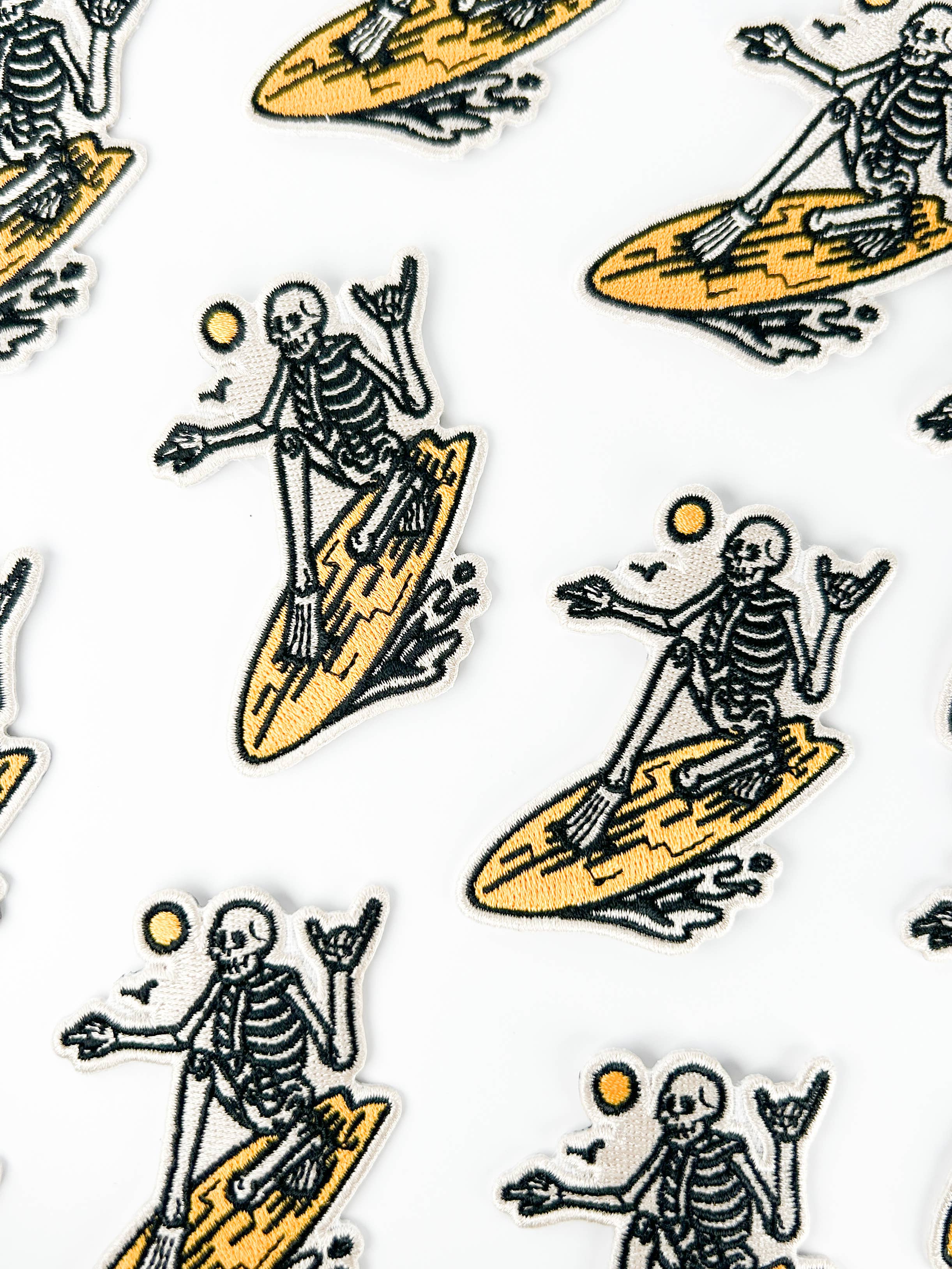 Skeleton Surfer Embroidered Patch | Surfing Iron On Patch